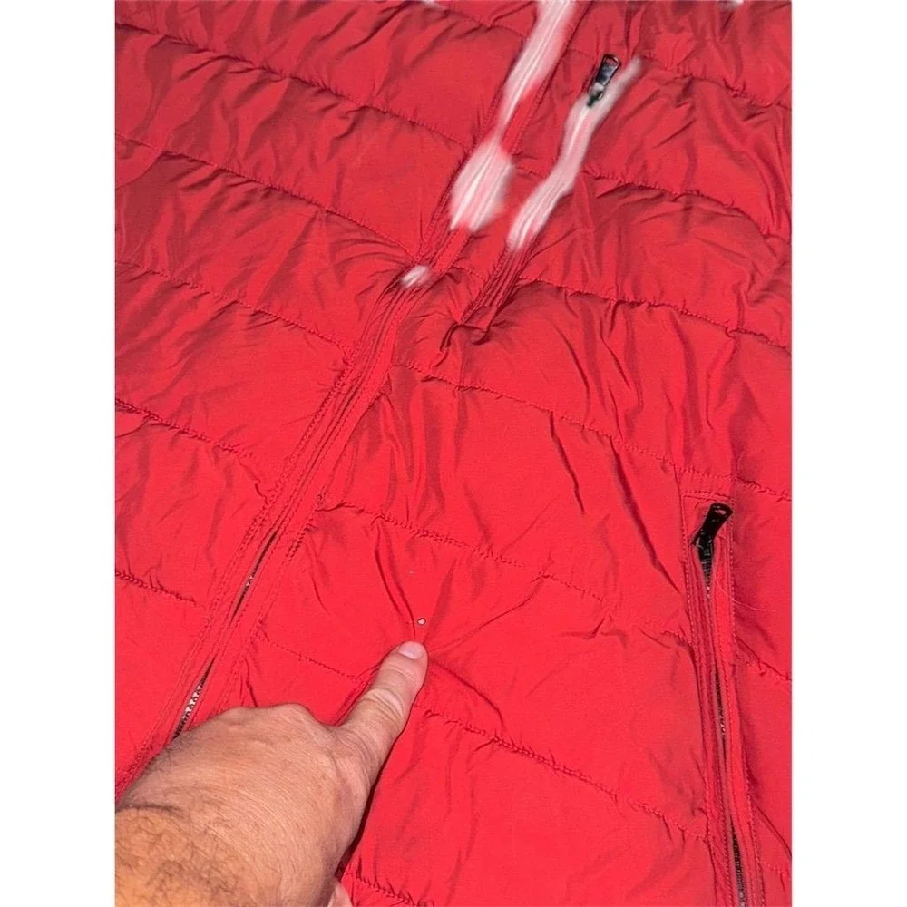 Michael Kors Men's Red Quilted‎ Puffer Jacket Size M recycled bottles some flaws